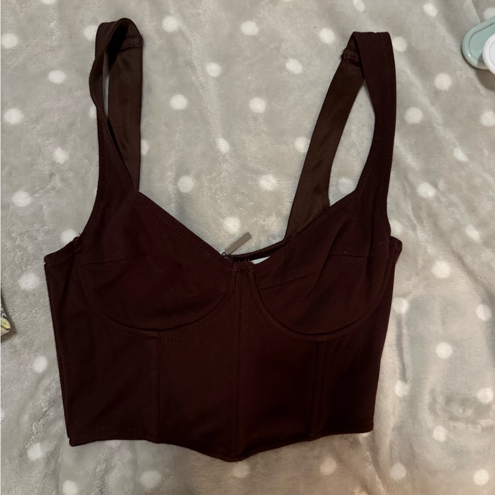 Brown Superdown Corset Tank